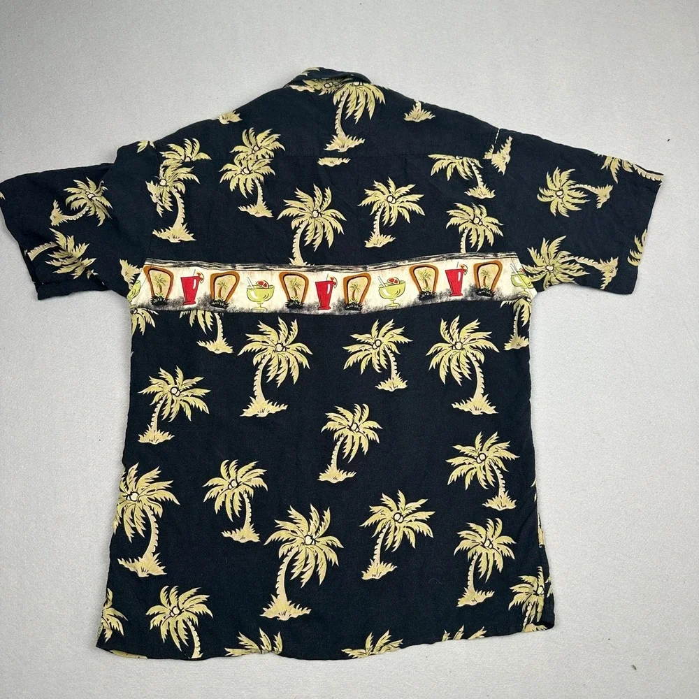 80s Vintage 100% Rayon Pierre Cardin Button Up Shirt Mens Medium Black Tropical - Picture 4 of 10